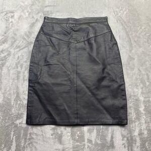 Outerbound Vintage Black Genuine Leather High Waisted‎ Pencil Skirt Sz 7/8 (25")